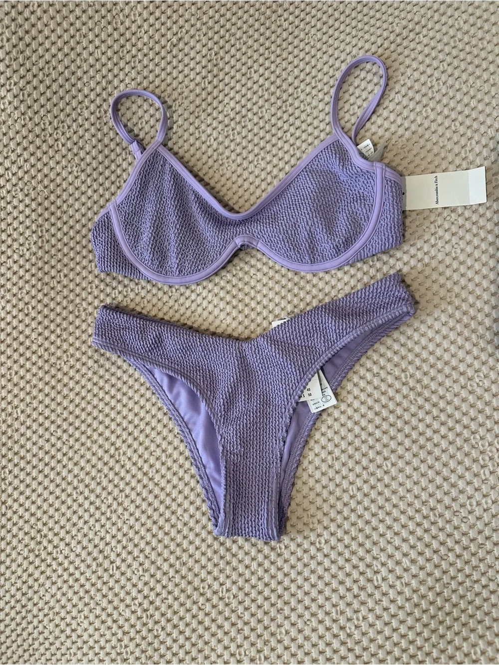 NWT Abercrombie & Fitch Lilac Textured Underwire Bikini Set - Women Swim